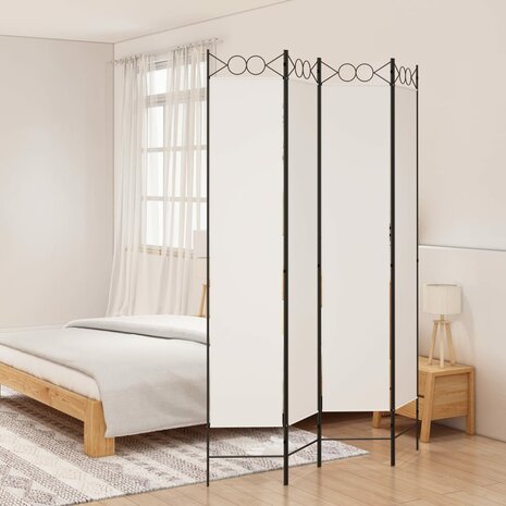 Kamerscherm met 4 panelen 160x220 cm stof wit 1