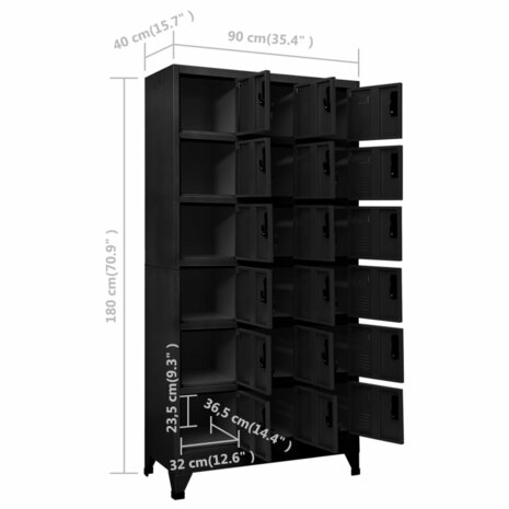 Lockerkast 90x40x180 cm staal zwart 8