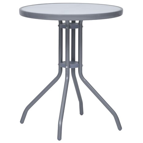 Tuintafel 60 cm staal en glas lichtgrijs 1