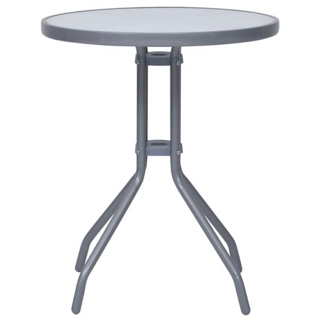 Tuintafel 60 cm staal en glas lichtgrijs 2