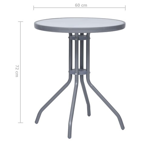 Tuintafel 60 cm staal en glas lichtgrijs 5