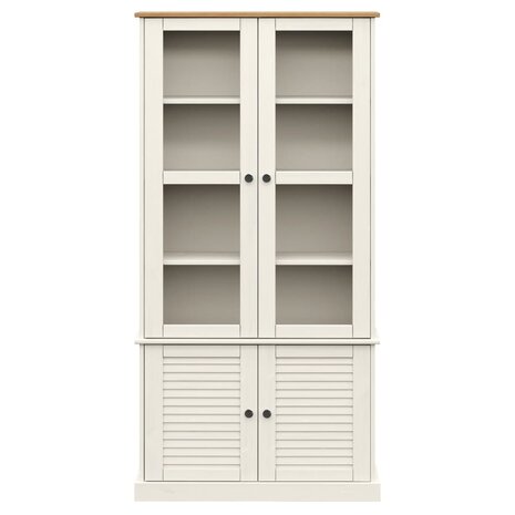 Vitrinekast VIGO 85x35x170 cm massief grenenhout wit 4