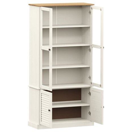 Vitrinekast VIGO 85x35x170 cm massief grenenhout wit 5
