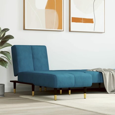 Chaise longue fluweel blauw 1