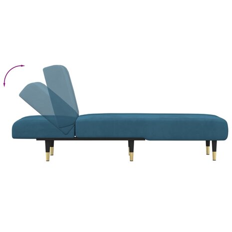 Chaise longue fluweel blauw 5