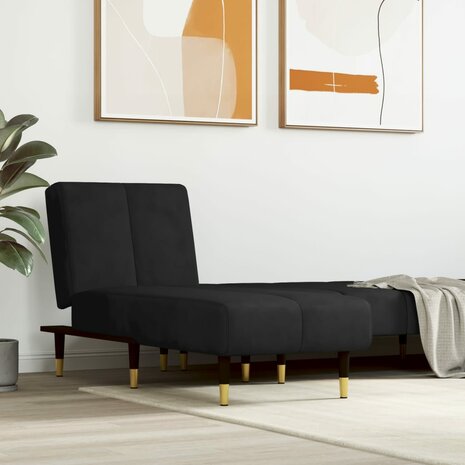 Chaise longue fluweel zwart 1