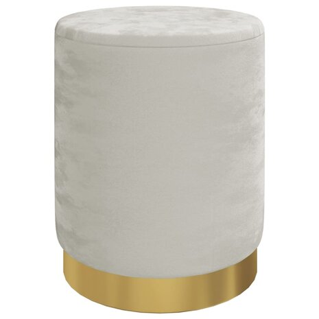 Hocker met opbergruimte rond fluweel lichtgrijs 2