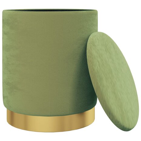 Hocker met opbergruimte rond fluweel mosterdgroen 3