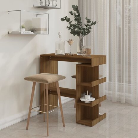 Bartafel met opbergrek 100x50x101,5 cm bewerkt hout bruin eiken 3