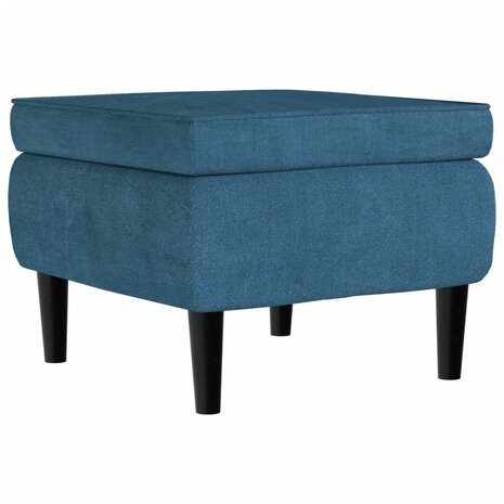 Kruk met houten poten fluweel blauw 2