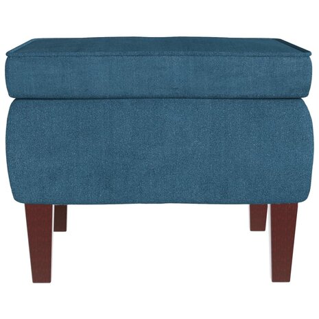 Kruk met houten poten fluweel blauw 3