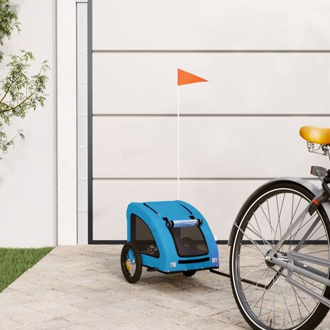 Hondenfietstrailer oxford stof en ijzer blauw 1