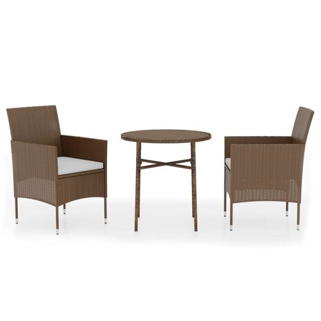 3-delige Tuinset poly rattan bruin 2