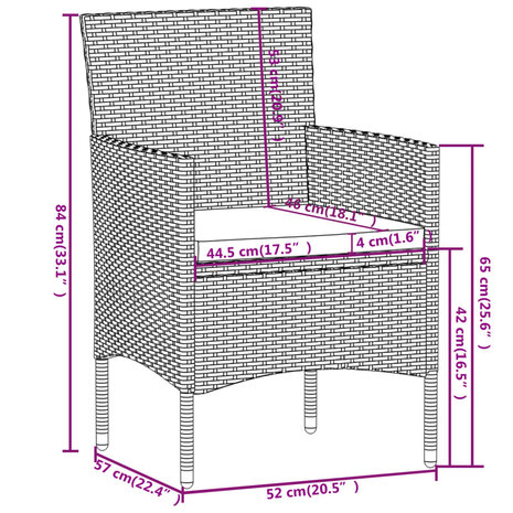 3-delige Tuinset poly rattan bruin 8