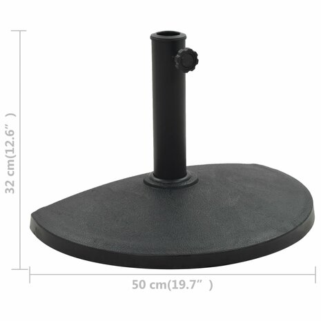 Parasolvoet halfrond 9 kg polyresin zwart 6