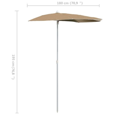 Parasol half met paal 180x90 cm taupe 8
