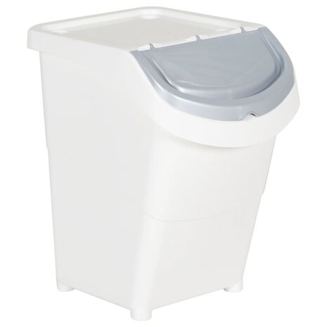 Afvalbakken met deksels stapelbaar 3 st PP 120 L wit 6