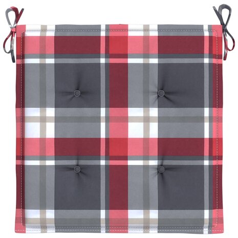Tuinstoelkussens 2 st 40x40x3 cm oxford stof ruitpatroon rood 6