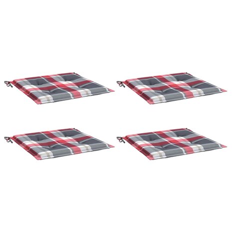 Tuinstoelkussens 4 st 40x40x3 cm oxford stof ruitpatroon rood 3