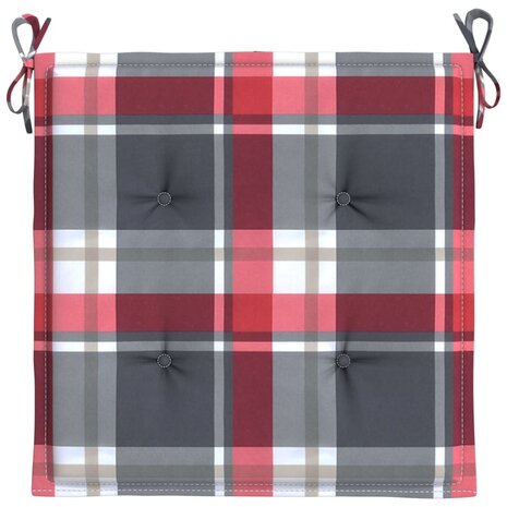 Tuinstoelkussens 4 st 40x40x3 cm oxford stof ruitpatroon rood 6