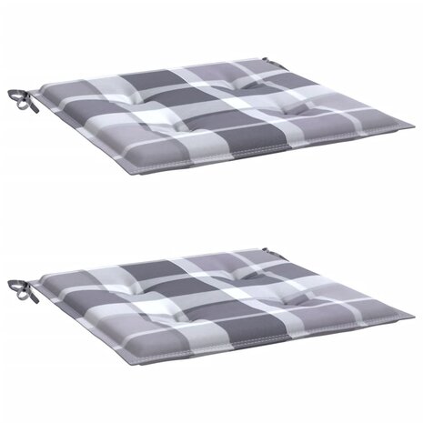 Tuinstoelkussens 2 st 40x40x3 cm oxford stof ruitpatroon grijs 3
