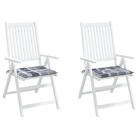 Tuinstoelkussens 2 st 40x40x3 cm oxford stof ruitpatroon grijs 4