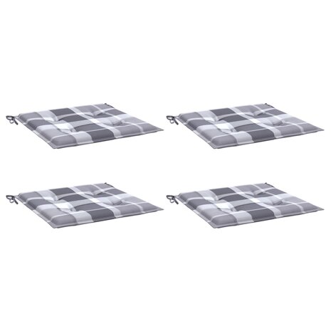 Tuinstoelkussens 4 st 40x40x3 cm oxford stof ruitpatroon grijs 3