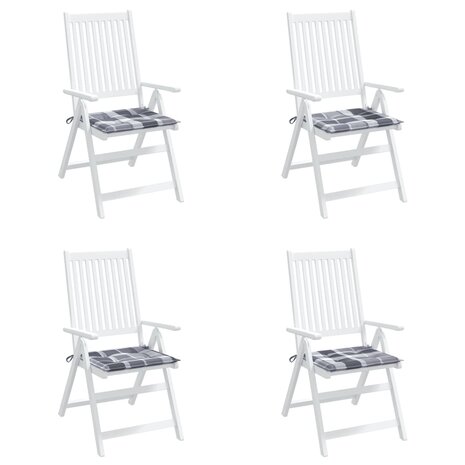 Tuinstoelkussens 4 st 40x40x3 cm oxford stof ruitpatroon grijs 4