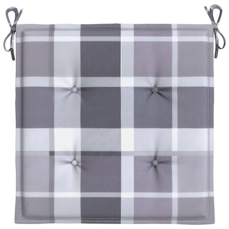 Tuinstoelkussens 4 st 40x40x3 cm oxford stof ruitpatroon grijs 6
