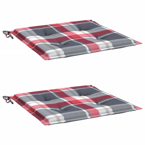Tuinstoelkussens 2 st 50x50x3 cm oxford stof ruitpatroon rood 3