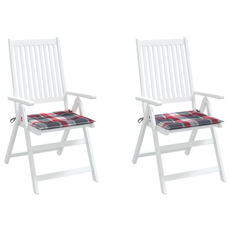 Tuinstoelkussens 2 st 50x50x3 cm oxford stof ruitpatroon rood 4