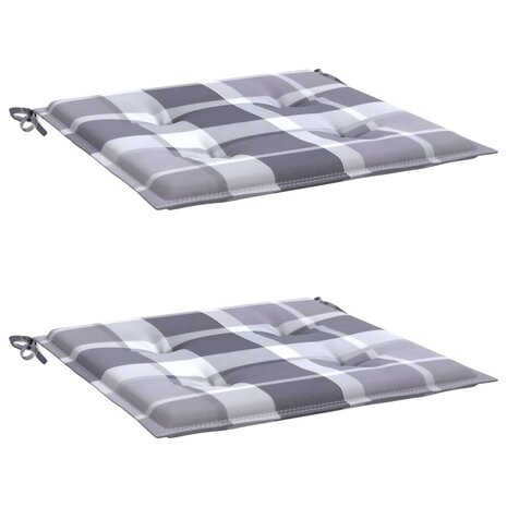 Tuinstoelkussens 2 st 50x50x3 cm oxford stof ruitpatroon grijs 3