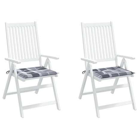 Tuinstoelkussens 2 st 50x50x3 cm oxford stof ruitpatroon grijs 4