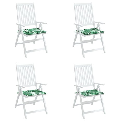Stoelkussens 4 st bladpatroon 40x40x3 cm stof 4