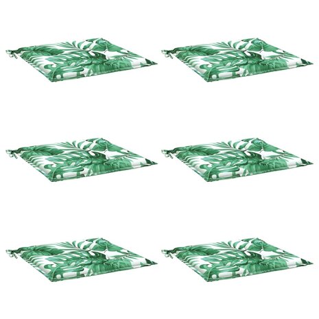 Stoelkussens 6 st bladpatroon 40x40x3 cm stof 3