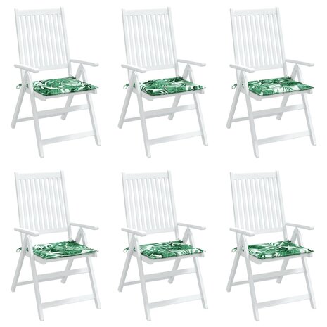 Stoelkussens 6 st bladpatroon 40x40x3 cm stof 4
