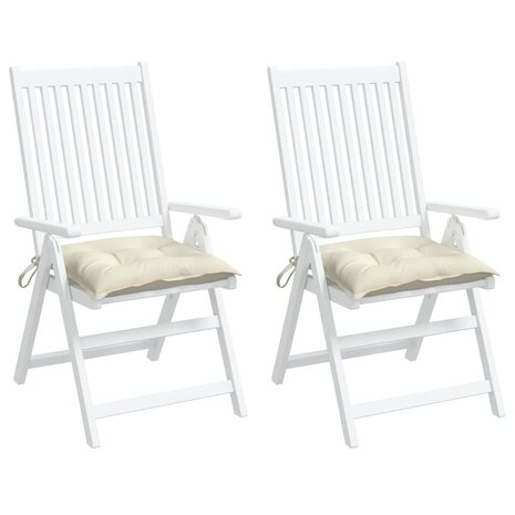 Stoelkussens 2 st 40x40x7 cm stof crèmewit 4