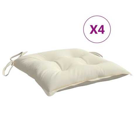 Stoelkussens 4 st 40x40x7 cm oxford stof crèmewit 2