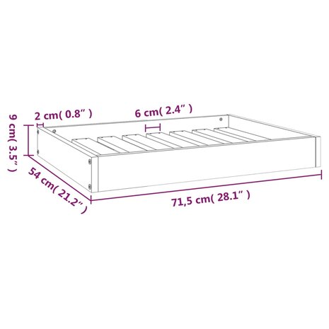 Hondenmand 71,5x54x9 cm massief grenenhout 8