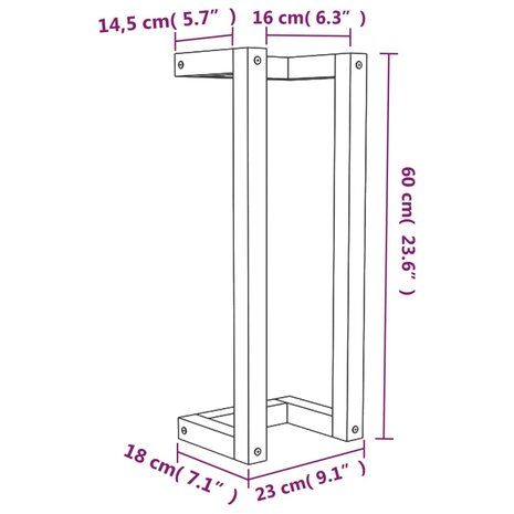 Handdoekenrek 23x18x60 cm massief grenenhout 8