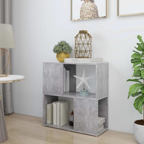 Boekenkast 60x24x63 cm bewerkt hout betongrijs 1