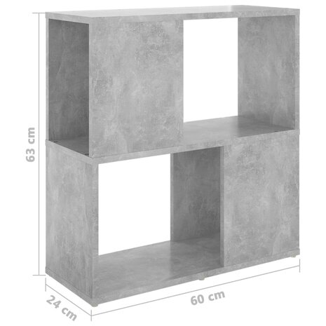Boekenkast 60x24x63 cm bewerkt hout betongrijs 7