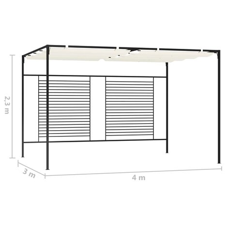 Prieel met uittrekbaar dak 180 g/m² 3x4x2,3 m crèmekleurig 7