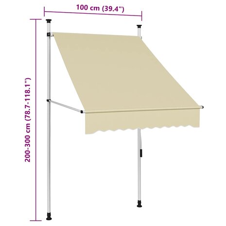 Luifel handmatig uittrekbaar 100 cm crème 6