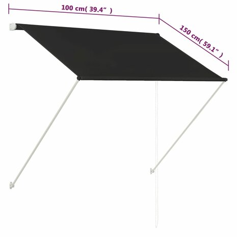 Luifel uittrekbaar 100x150 cm antraciet 8