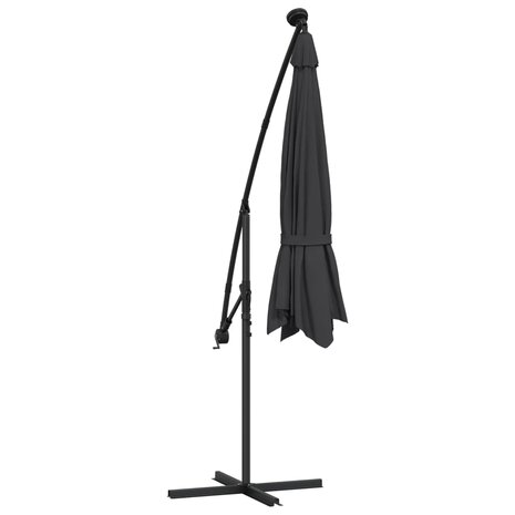 Zweefparasol met LED en stalen paal 300 cm zwart 8