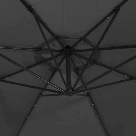Zweefparasol met LED en stalen paal 300 cm zwart 9