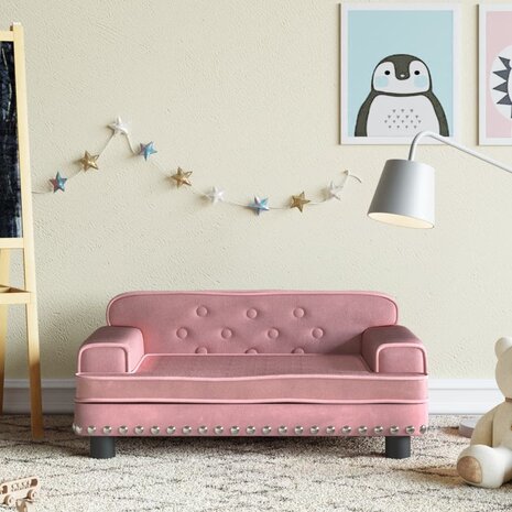 Kinderbank 70x45x30 cm fluweel roze 1
