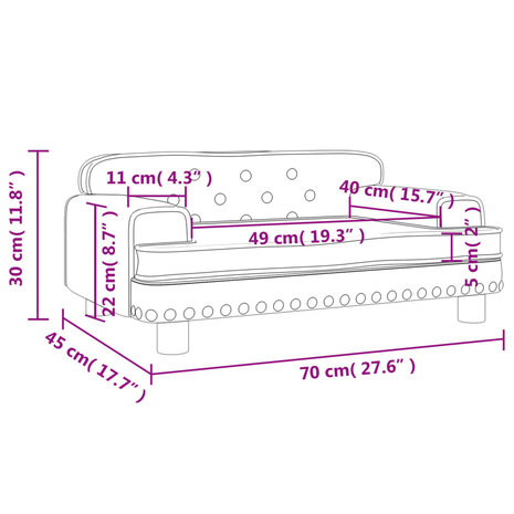 Kinderbank 70x45x30 cm fluweel roze 7