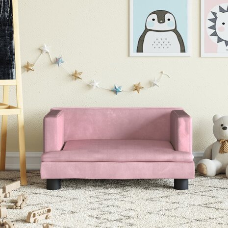 Kinderbank 60x40x30 cm fluweel roze 1